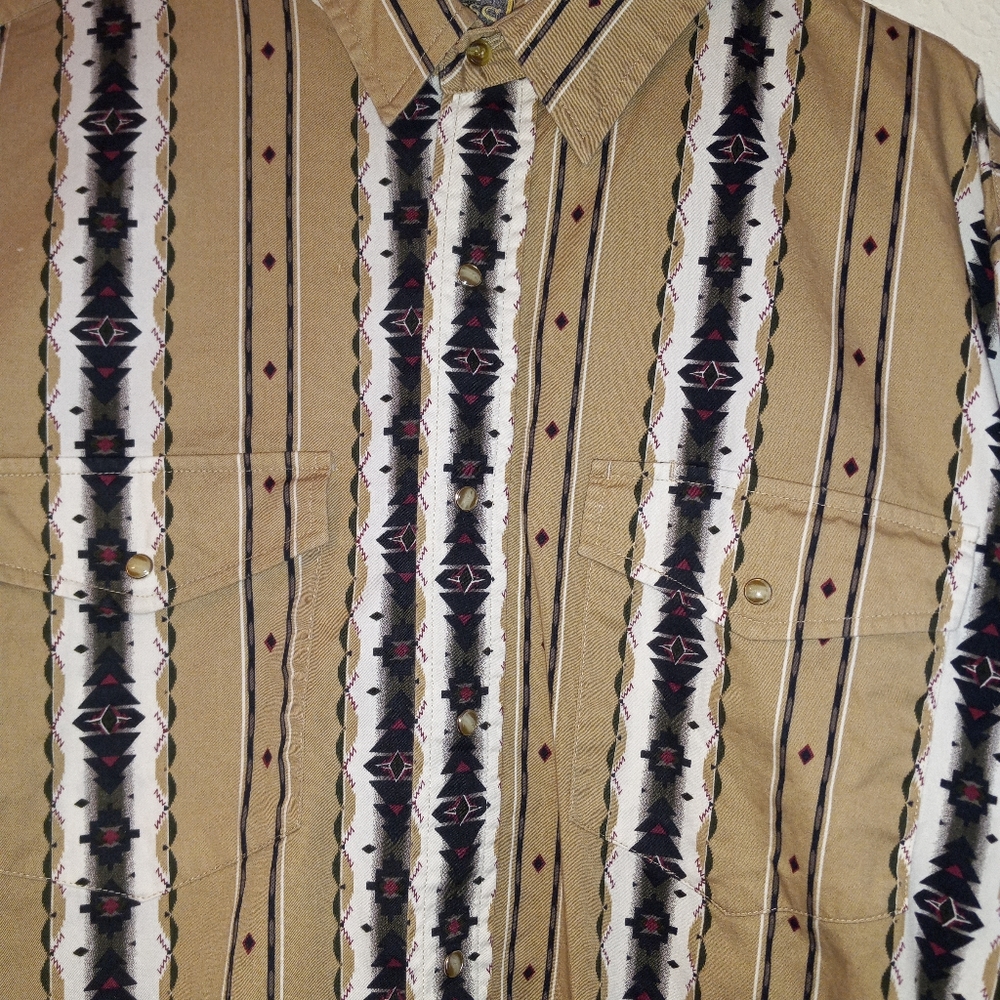 Western Wear Big MAN Long Sleeve Pearl Snap Button Down Shirt - Picture 4 of 6